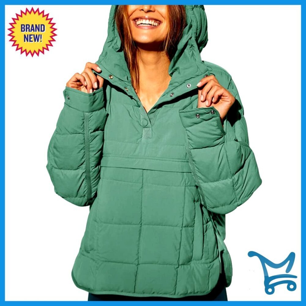 Women's Quilted Pullover Puffer Jacket Hooded Oversize Winter Coat